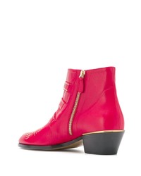 Красные замшевые ботильоны от Chloé