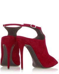 Красные замшевые ботильоны от Giuseppe Zanotti