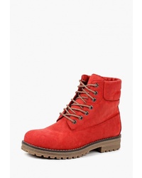Женские красные замшевые ботинки на шнуровке от Brulloff