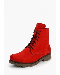 Женские красные замшевые ботинки на шнуровке от Der Spur