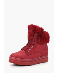 Женские красные замшевые ботинки на шнуровке от Ideal Shoes