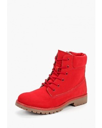 Женские красные замшевые ботинки на шнуровке от Keddo
