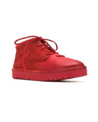 Женские красные замшевые ботинки на шнуровке от Marsèll