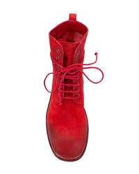 Женские красные замшевые ботинки на шнуровке от Marsèll