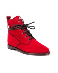 Женские красные замшевые ботинки на шнуровке от Stuart Weitzman