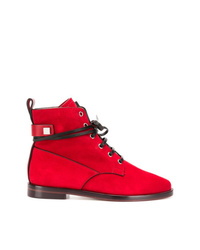 Женские красные замшевые ботинки на шнуровке от Stuart Weitzman