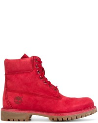 Мужские красные замшевые ботинки от Timberland