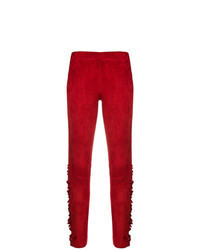 Красные замшевые леггинсы