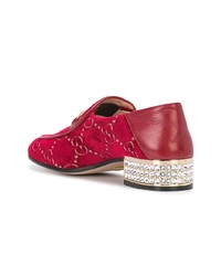 Женские красные замшевые лоферы от Gucci