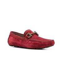 Мужские красные замшевые мокасины от Salvatore Ferragamo