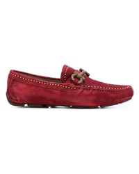 Мужские красные замшевые мокасины от Salvatore Ferragamo