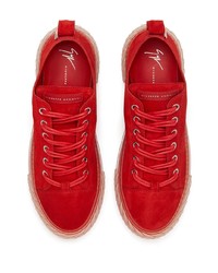 Мужские красные замшевые низкие кеды от Giuseppe Zanotti