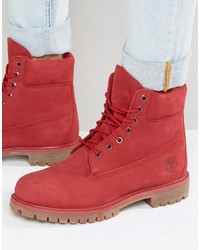 Мужские красные замшевые рабочие ботинки от Timberland