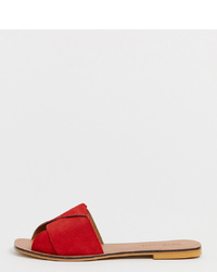 Красные замшевые сандалии на плоской подошве от ASOS DESIGN