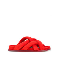 Красные замшевые сандалии на плоской подошве от Proenza Schouler