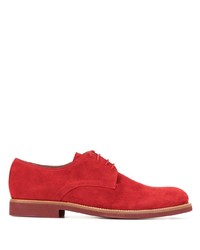 Красные замшевые туфли дерби от Manolo Blahnik