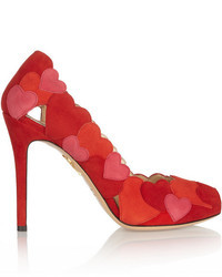 Красные замшевые туфли с вырезом от Charlotte Olympia