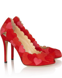 Красные замшевые туфли с вырезом от Charlotte Olympia