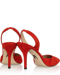Красные замшевые туфли с вырезом