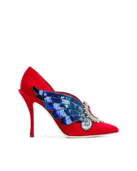 Красные замшевые туфли с украшением от Dolce & Gabbana