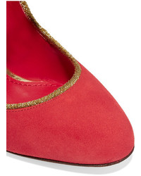 Красные замшевые туфли с украшением от Dolce & Gabbana