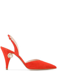 Красные замшевые туфли с украшением от Nicholas Kirkwood