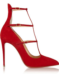 Красные замшевые туфли от Christian Louboutin
