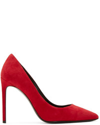 Красные замшевые туфли от Saint Laurent