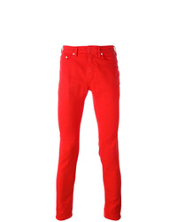 Мужские красные зауженные джинсы от Neil Barrett