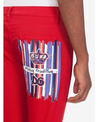 Мужские красные зауженные джинсы от Dolce & Gabbana