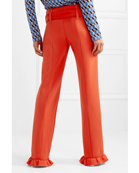 Женские красные классические брюки с рюшами от Prada