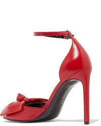 Красные кожаные босоножки на каблуке от Saint Laurent