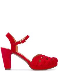 Красные кожаные босоножки на каблуке от Chie Mihara