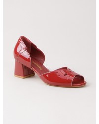 Красные кожаные босоножки на каблуке от Sarah Chofakian