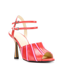 Красные кожаные босоножки на каблуке от Marni