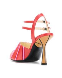 Красные кожаные босоножки на каблуке от Marni