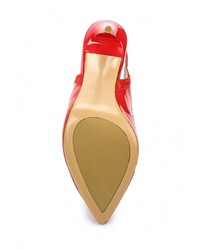 Красные кожаные босоножки на каблуке от Elita