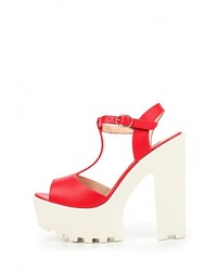 Красные кожаные босоножки на каблуке от Fersini