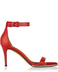 Красные кожаные босоножки на каблуке от Givenchy
