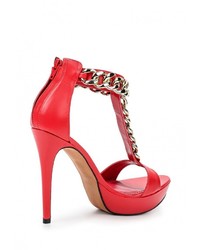 Красные кожаные босоножки на каблуке от Just Couture