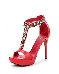 Красные кожаные босоножки на каблуке от Just Couture
