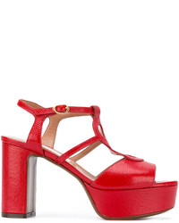 Красные кожаные босоножки на каблуке от L'Autre Chose