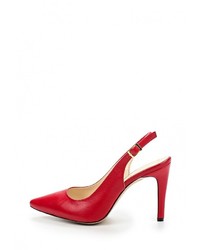 Красные кожаные босоножки на каблуке от Mabu