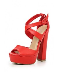 Красные кожаные босоножки на каблуке от Malien