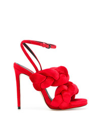 Красные кожаные босоножки на каблуке от Marco De Vincenzo