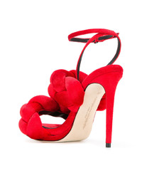 Красные кожаные босоножки на каблуке от Marco De Vincenzo