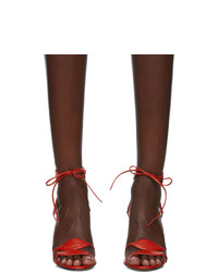 Красные кожаные босоножки на каблуке от Gucci