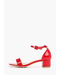 Красные кожаные босоножки на каблуке от Style Shoes