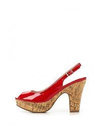 Красные кожаные босоножки на каблуке от Tulipano