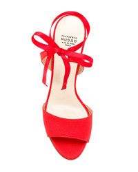 Красные кожаные босоножки на каблуке от Francesco Russo